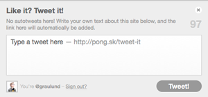 (Screenshot of Tweet It widget)